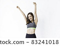 Portrait of beautiful healthy asian woman with sport wear on white background. People beauty perfect body slim fit fitness sexy happy girl relaxing with copyspace. Freedom lifestyle healthcare concept 83241018