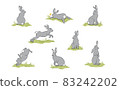 Illustration material Rabbit's various pose variation set 83242202