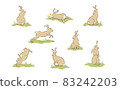 Illustration material Rabbit's various pose variation set 83242203
