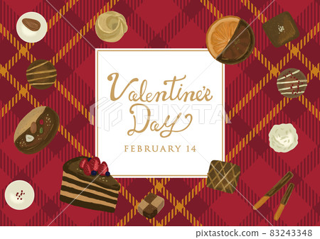 Hand-painted touch chocolate sweets tartan check Valentine's Day poster 83243348