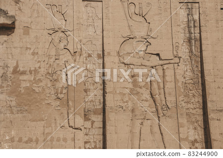 The ruins of the ancient temple of Horus in Edfu, Egypt The ruins of the ancient temple of Horus in Edfu, Egypt 83244900