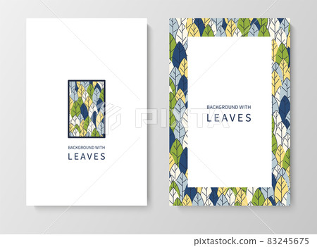 A set of posters for advertising, invitations, cards from colorful leaves. Summer background for sales, congratulations. Geometric flat design. Place for your text. Vector 83245675