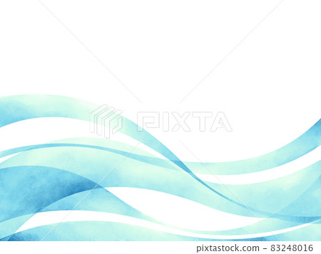 藍色條紋波浪背景素材插畫手繪水彩風格 83248016