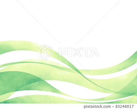 綠色條紋波浪背景素材插畫手繪水彩風格 83248017