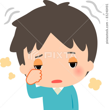 Young man resisting drowsiness 83248491