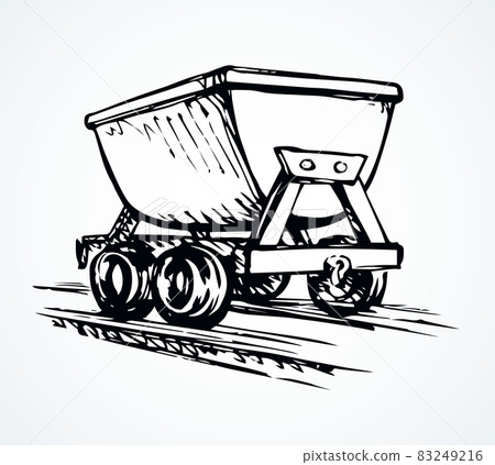 Iron miner's trolley. Vector drawing Iron miner's trolley. Vector drawing 83249216