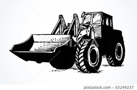 Tractor with bucket. Vector drawing Tractor with bucket. Vector drawing 83249237