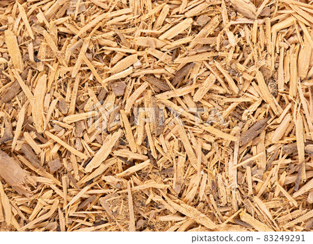 Muira Puama herbal tea background. Natural potency wood, medicinal plant, dry tea. Ptychopetalum olacoides. Top view. 83249291