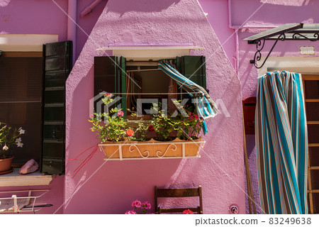 Close-up of a house in Burano Island - Venice Lagoon Veneto Italy 83249638