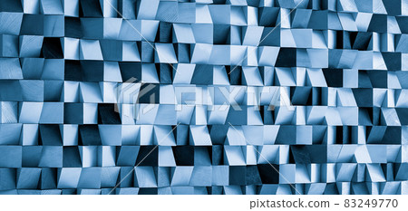 Wood block wall cubic texture background in blue filter 83249770