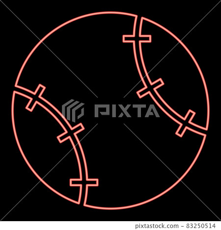 Neon baseball ball red color vector illustration flat style image Neon baseball ball red color vector illustration flat style image 83250514