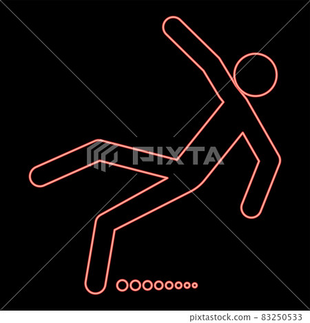 Neon man slip fall red color vector illustration flat style image 83250533