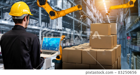 Smart robot arm systems for innovative warehouse and factory digital technology 83250656