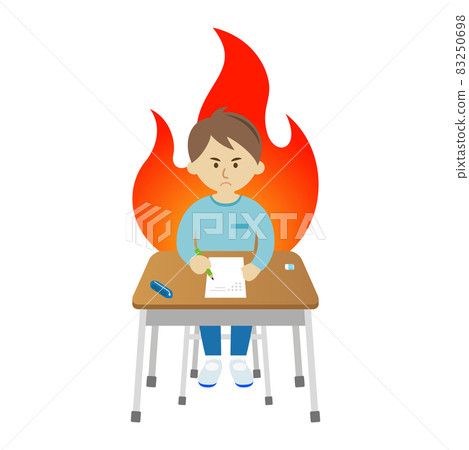 一名小學生拼命努力考試的插圖圖像 83250698