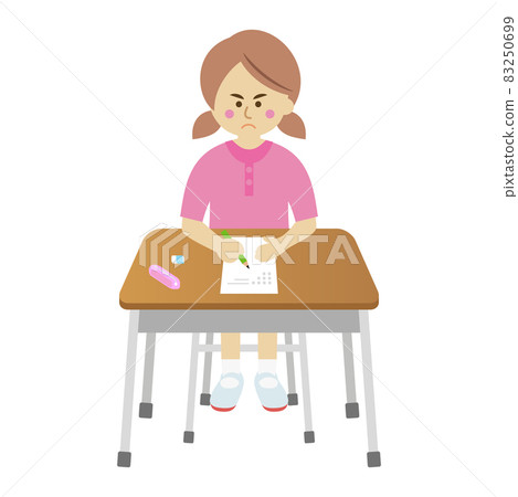 一名小學生拼命努力考試的插圖圖像 83250699