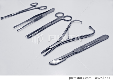 Surgical instruments isolated on the white background Surgical instruments isolated on the white background 83251554