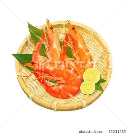 什錦的華麗刺龍蝦，插圖矢量素材與葉子和 sudachi 83251985