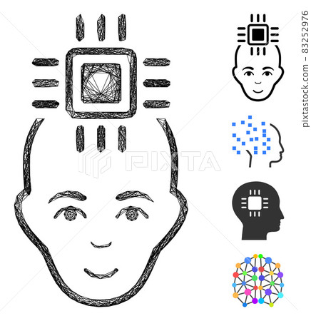 Hatched Neural Computer Interface Vector Mesh 83252976