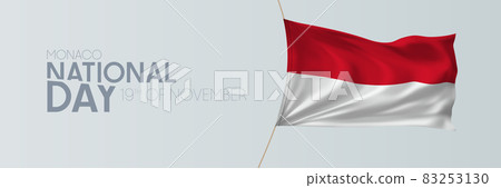 Monaco national day vector banner, greeting card. 83253130