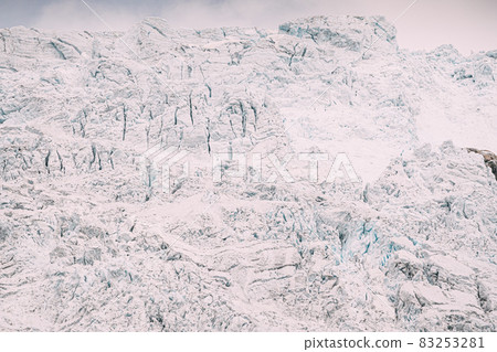Jostedalsbreen National Park, Norway. Close Up View Of Melting Ice And Snow On Boyabreen Glacier In Summer Sunny Day. Famous Norwegian Landmark And Popular Destination. Close Up 83253281