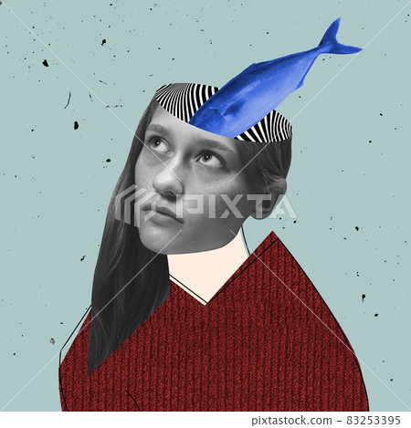 Contemporary art collage, modern design. Inspiration, ideas, trendy magazine style. Surrealism Contemporary art collage, modern design. Inspiration, ideas, trendy magazine style. Surrealism 83253395