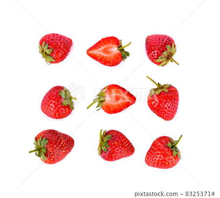 Red strawberry isolated on white background. top view Red strawberry isolated on white background. top view 83253714