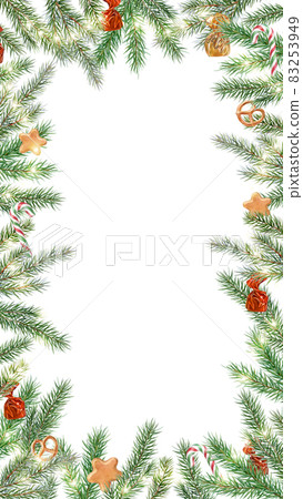 Christmas card with fir branches on a white background 83253949