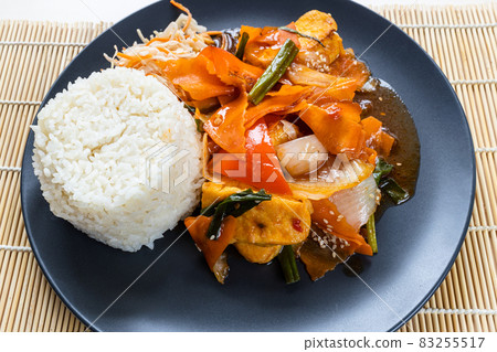 portion of Com Dau Phu Vietnamese wok fried tofu portion of Com Dau Phu Vietnamese wok fried tofu 83255517
