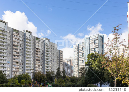 municipal high-rise apartment house under blue sky 83255548