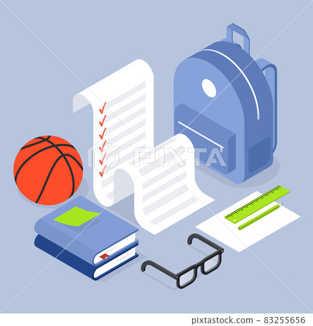 Back To School Checklist Isometric Illustration Back To School Checklist Isometric Illustration 83255656