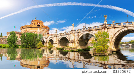 The Aelian Bridge over the Tiber and Castle Sant'Angelo, Rome, Italy The Aelian Bridge over the Tiber and Castle Sant'Angelo, Rome, Italy 83255672