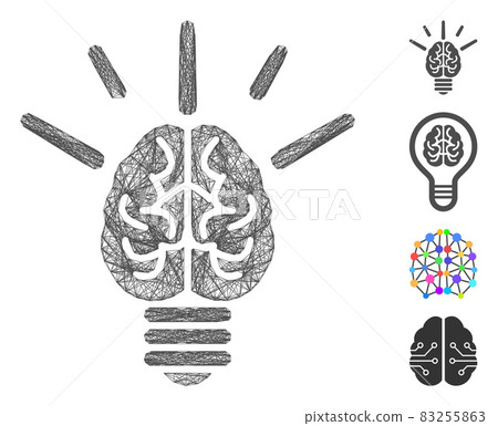 Linear Brain Idea Bulb Vector Mesh 83255863