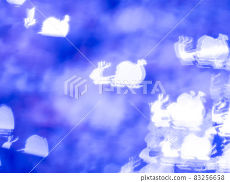 Background material: Reflection of the silhouette pattern of Santa and reindeer Blue Background material: Reflection of the silhouette pattern of Santa and reindeer Blue 83256658