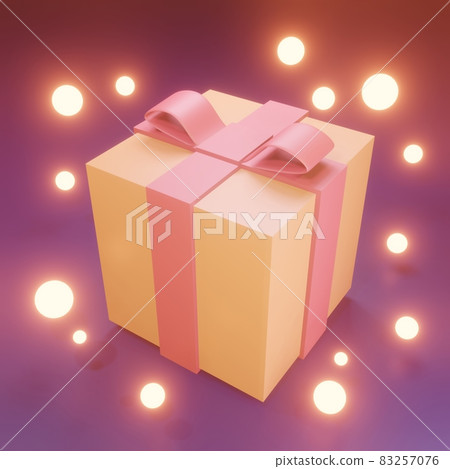 3D rendering / 3D illustration) Gifts and illuminations presents Birthday Christmas square light 83257076