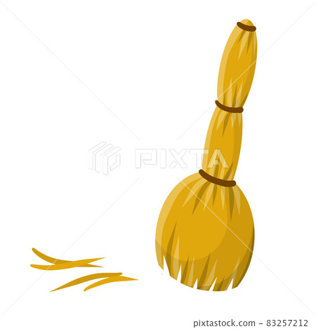 Old besom flat vector illustration. Broom - Rural element. 83257212