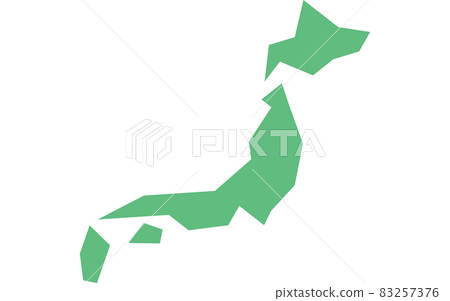 Simple green map of Japan Simple green map of Japan 83257376
