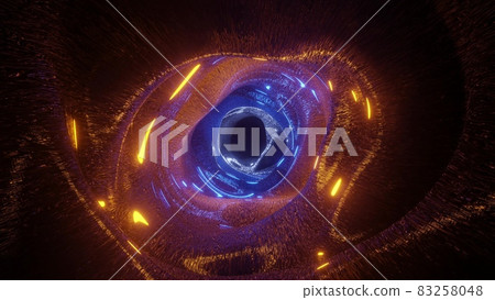 3d illustration of 4K UHD dark shapeless glowing tunnel 83258048