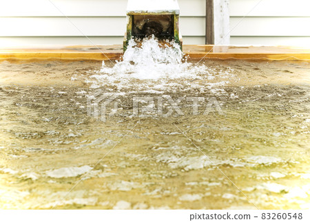 Open-air bath, hot spring image, cypress bath, hot spring sprue, hot spring atmosphere, source spring flowing image material Open-air bath, hot spring image, cypress bath, hot spring sprue, hot spring atmosphere, source spring flowing image material 83260548