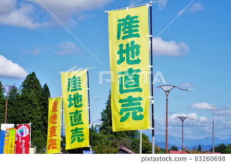 直營店的Nobori 旗子站在Sky back 路上 83260698