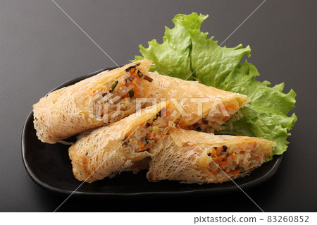 Vietnamese style pork and vermicelli fried spring rolls 83260852