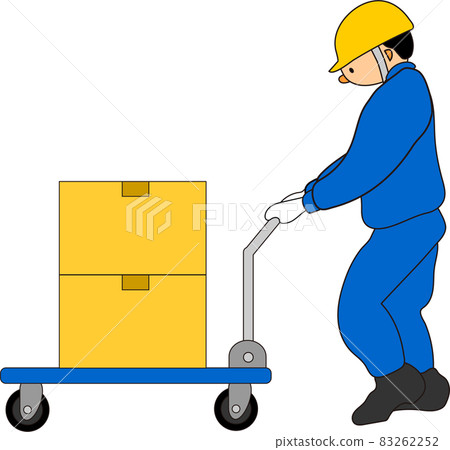 推車的工人（紙板藍） 83262252