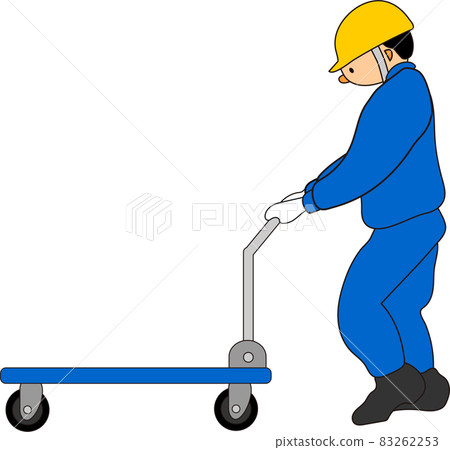 推車的工人（藍色） 83262253