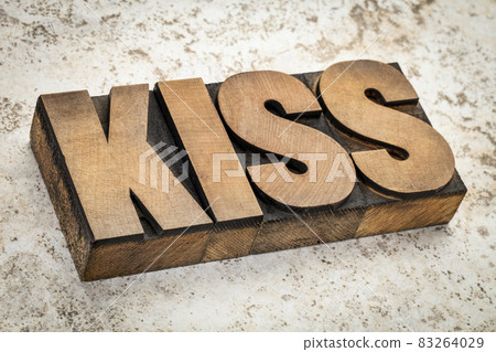 kiss word in wood type 83264029