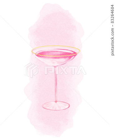 A glass of Pink Champagne painted by Watercolor. Watercolor rose glass for bar. A glass of Pink Champagne painted by Watercolor. Watercolor rose glass for bar. 83264684