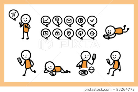 看智能手機的火柴人 83264772