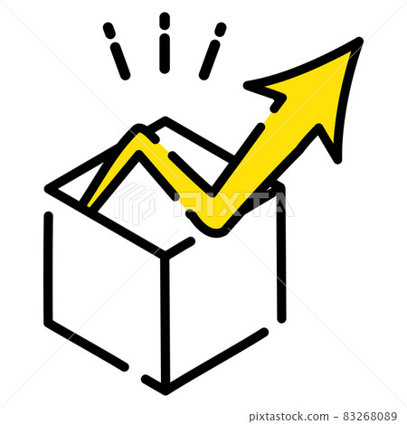 Arrow sales increase yellow box gift shopping simple cute icon 83268089