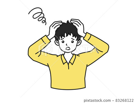 Image illustration material of a man who is worried / troubled by holding his head 83268122