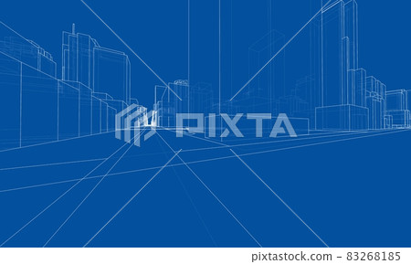 Vector 3d urban landscape. Buildings and roads - Stock Illustration ...