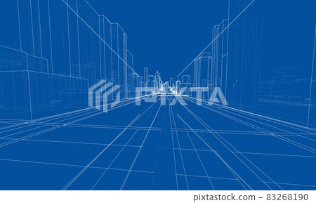 Vector 3d urban landscape. Buildings and roads - Stock Illustration ...