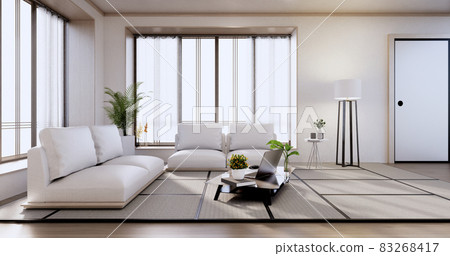 interior-design, zen modern living room - Stock Illustration